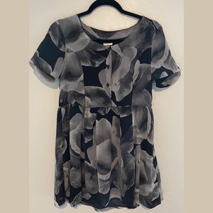 Weekday Black and Grey Floral Pattern Mini Dress, X-Small